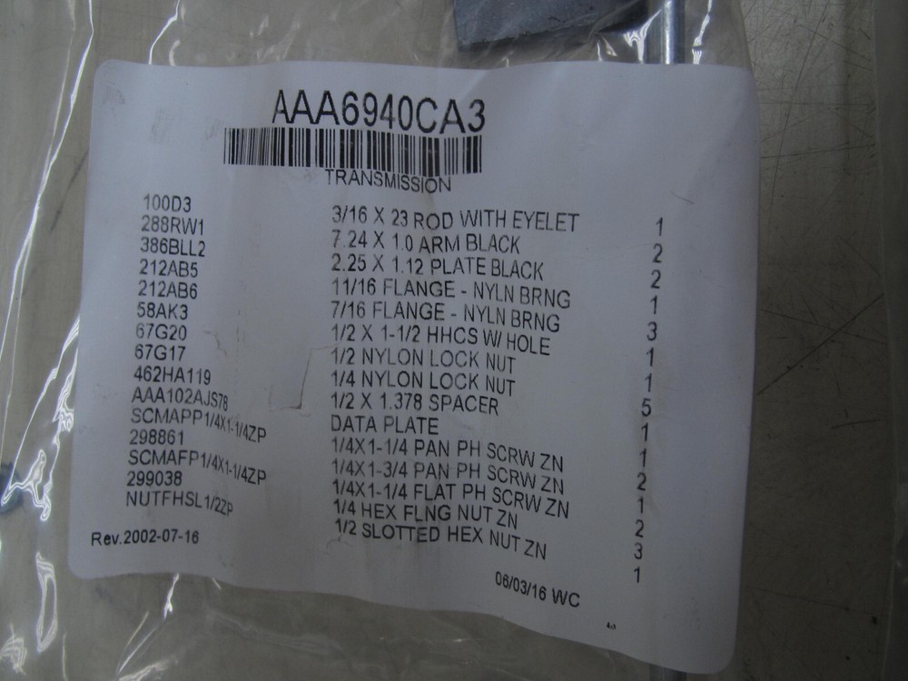 Kit Unlocking Device Emergency Key & Transmission Elevator P/N: AAA6940CA4