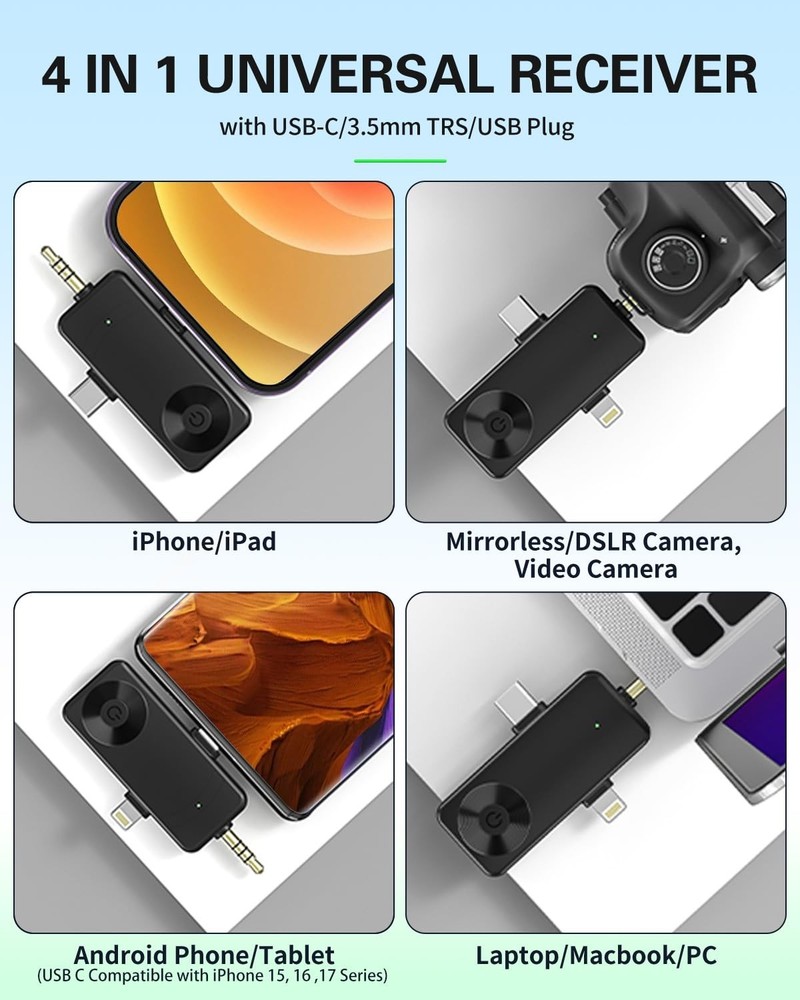 Wireless Lavailer Microphone for iPhone, Android, , Professional Wireless Min...