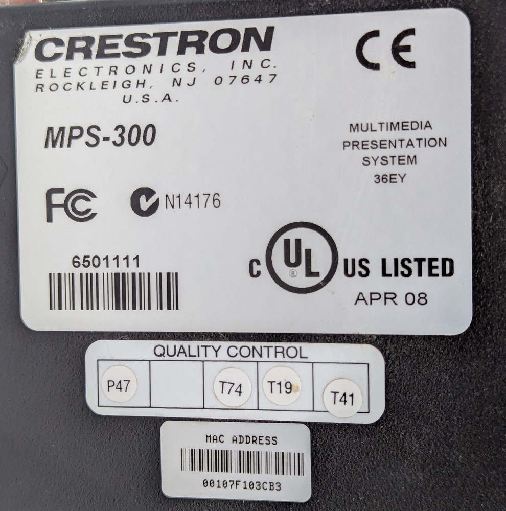 Crestron MPS-300 Professional Presentation System Switcher Amplifier Amp Control