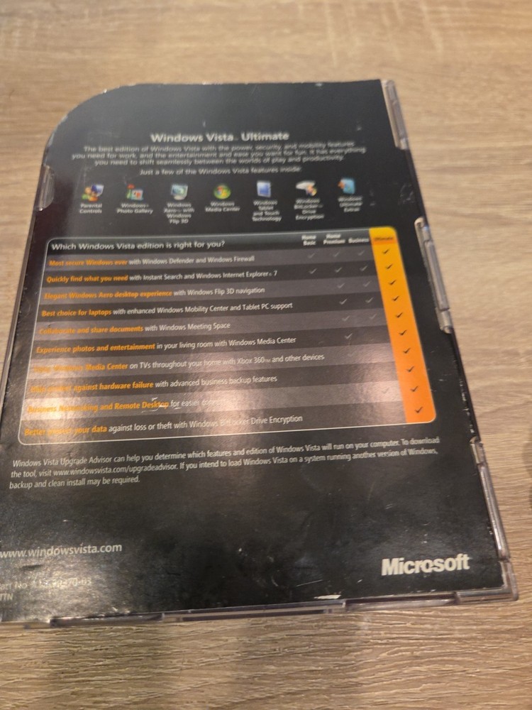 Microsoft Windows Vista Ultimate Full 32 Bit & 64 Bit DVDs SEALED