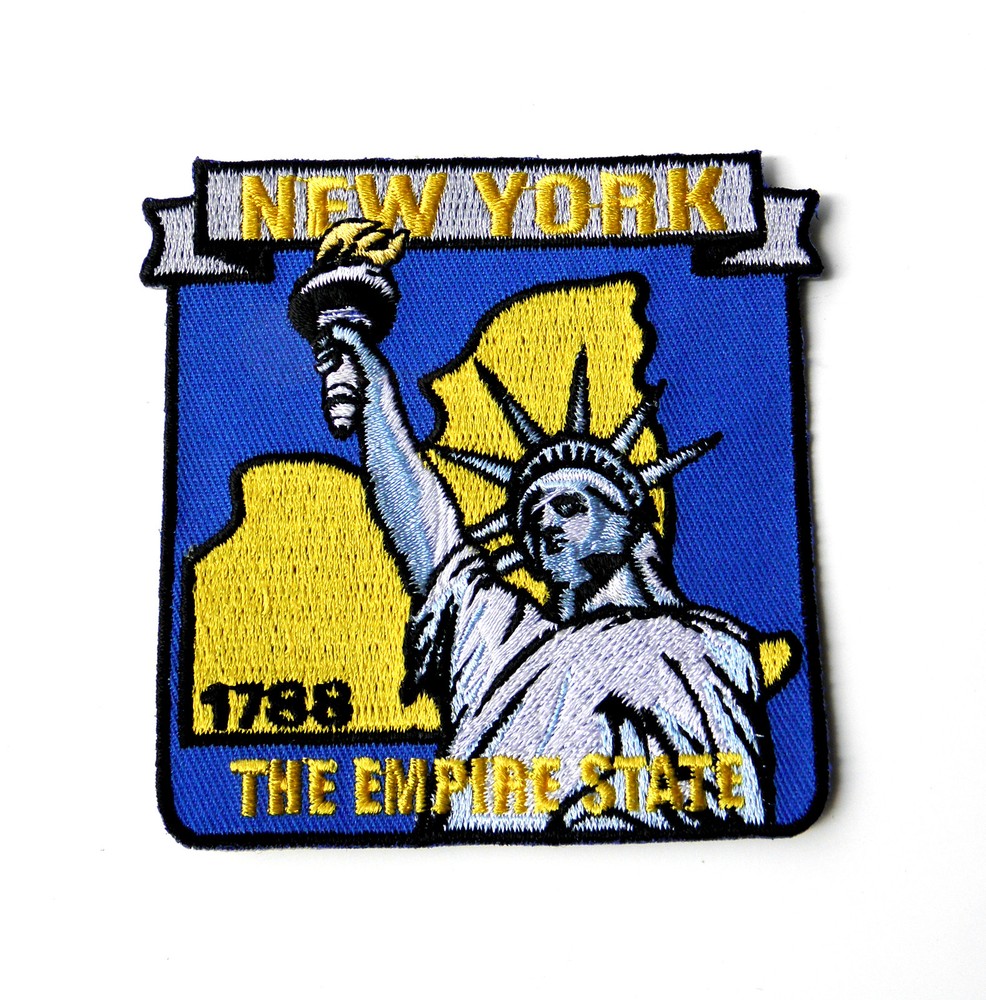 US NEW YORK STATE NAME MAP EMBROIDERED PATCH