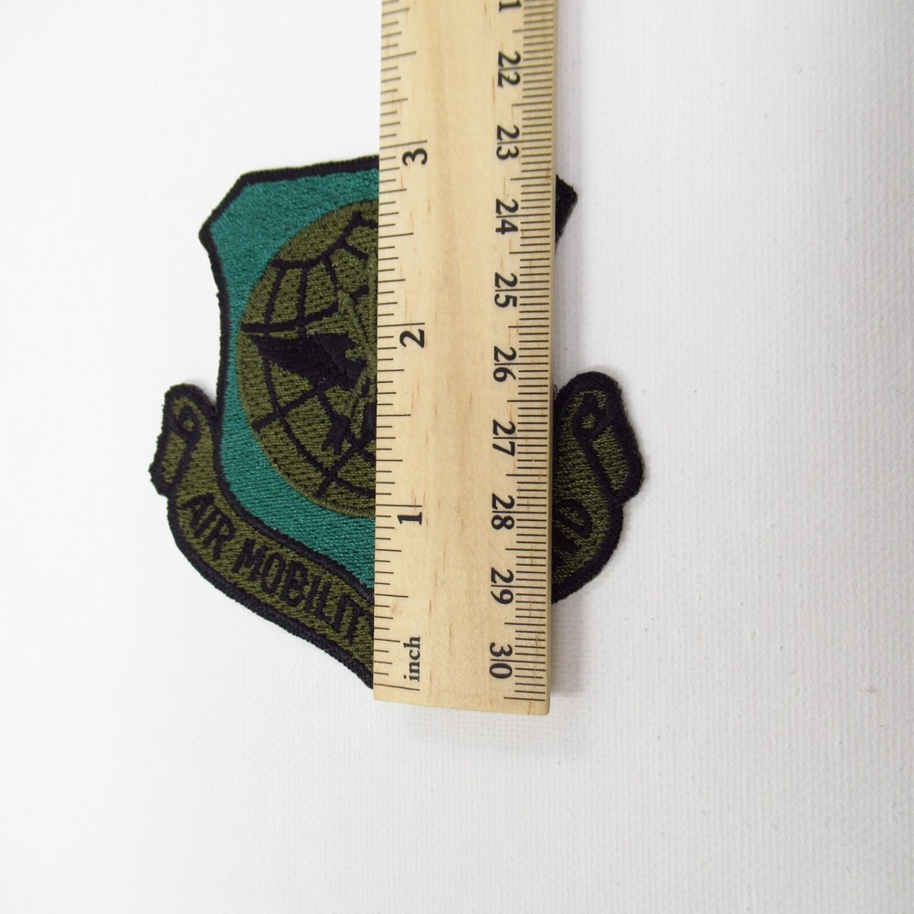 US Air Force Air Mobility Command Patch Embroidered Globe and Wings Vintage