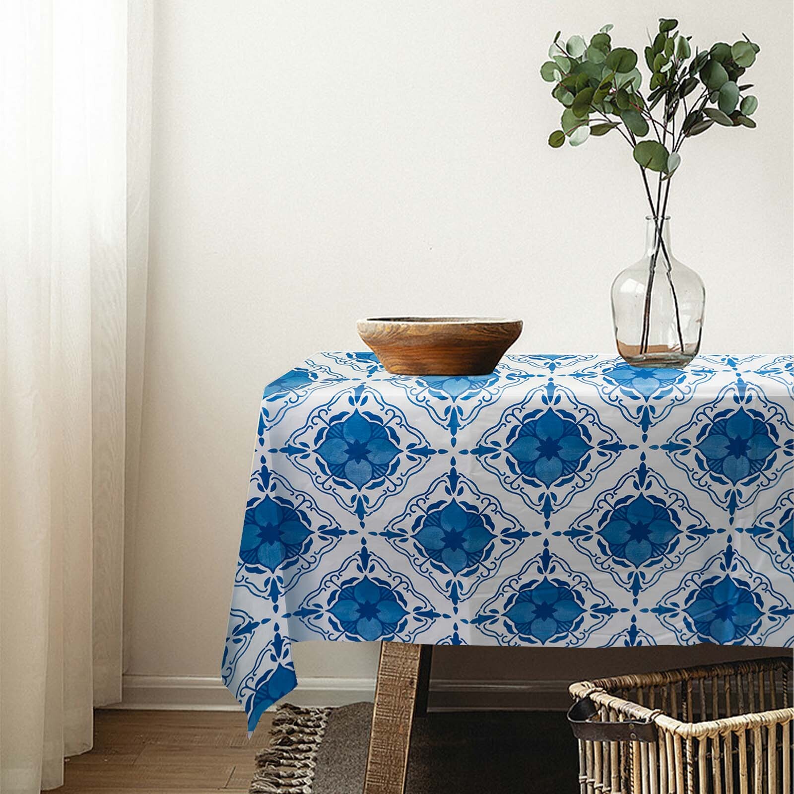 Rectangle Vinyl Flannel Backed Tablecloths Heavy Duty Waterproof Table Cover