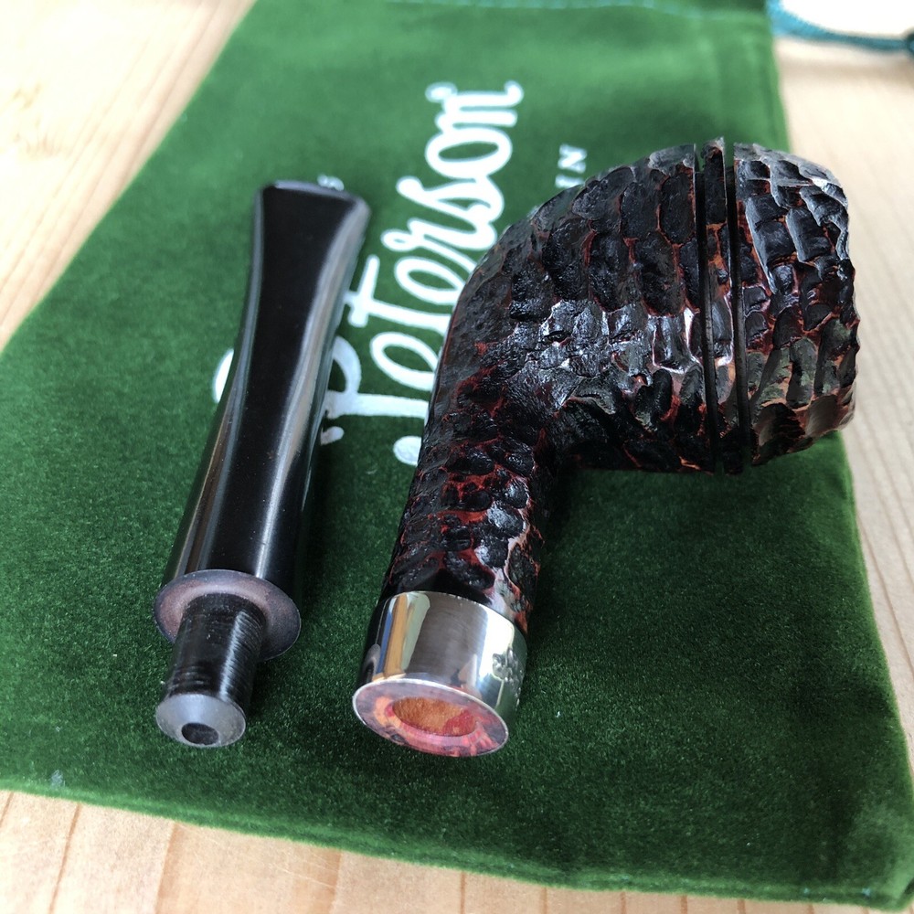 Peterson Petite Junior Rusticated Rhodesian Fishtail Tobacco Pipe - NEW