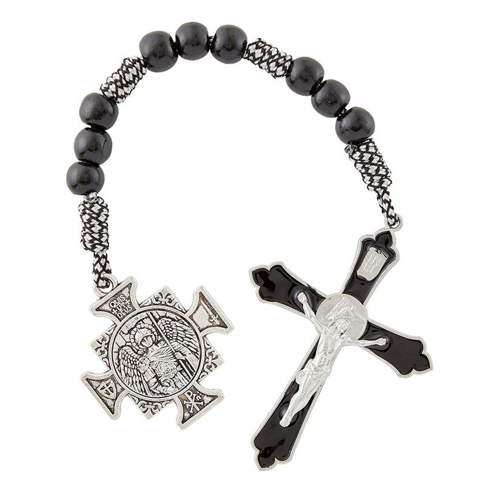 St Michael 1 Decade Rosary Tenacious Tenner & (empty) Holy Water Bottle Catholic