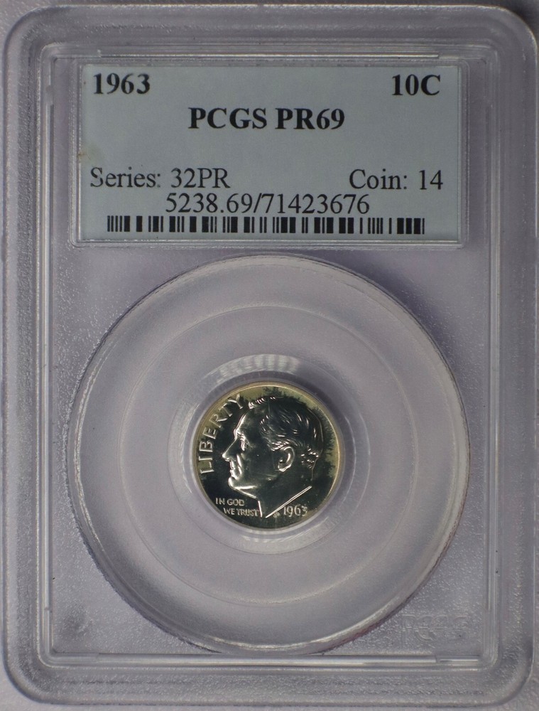 1963 10c Roosevelt Dime - PCGS PR69