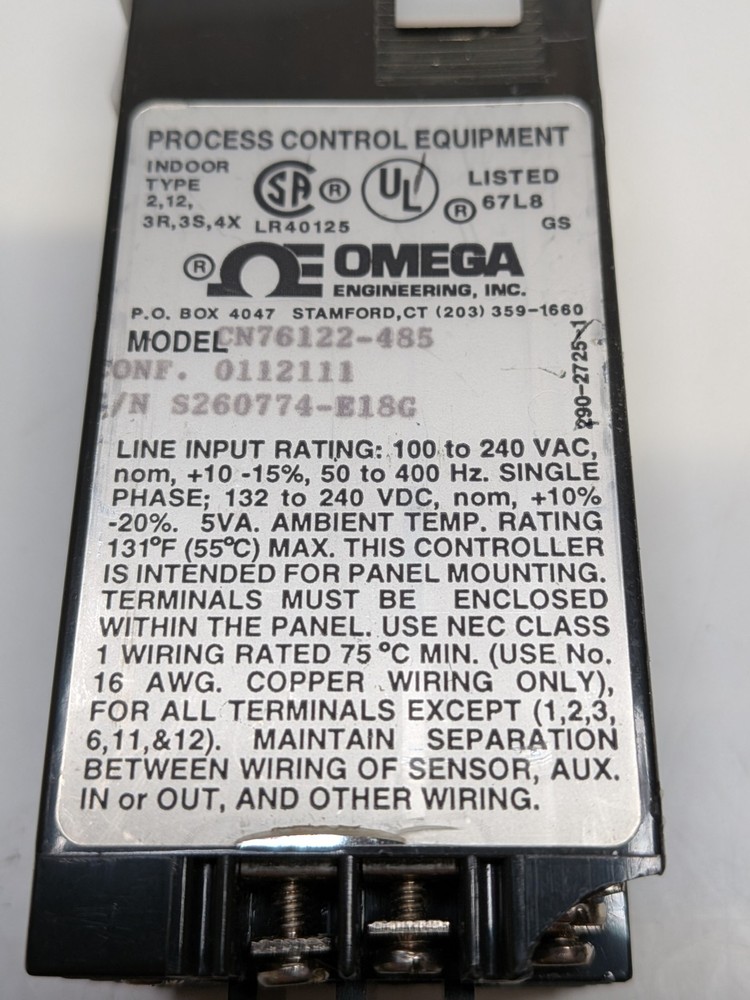 OMEGA CN7600 TEMPERATURE CONTROLLER Model# CN76122-485A - READ DESC