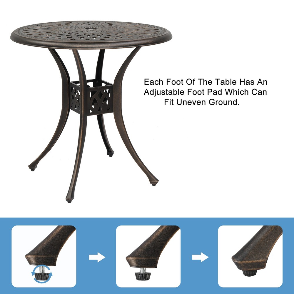 78cm Bronze Cast Aluminum Courtyard Table, Circular Diamond Top