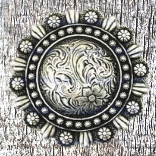 Rose Engraved Berry Concho CON406-C-SILP