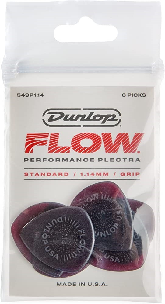 NEW Dunlop 549P Flow Standard Grip Guitar Picks, 1.14mm