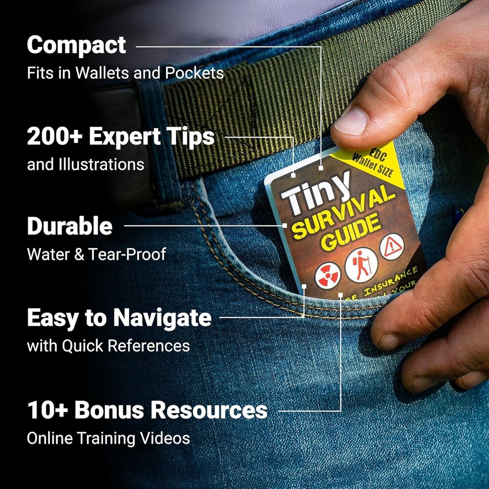 Tiny Survival Guide | Waterproof EDC Pocket Emergency Handbook Bug Out Bag