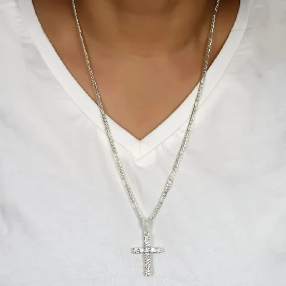 5.00 Ct Certified Round Cut White Diamond Cross Pendant In 14k White Gold