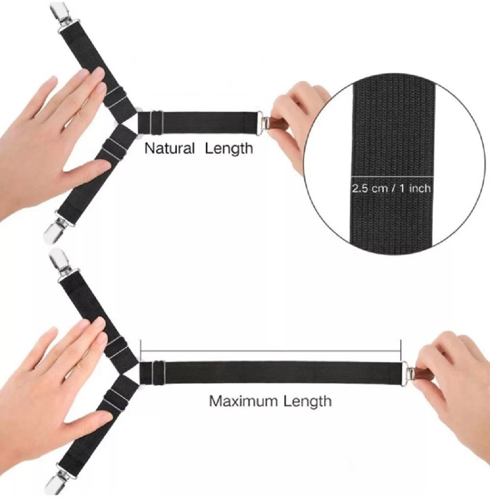 4 Pack Bed Sheet Holder Straps Adjustable Fitted Sheet Clips Corner Grippers