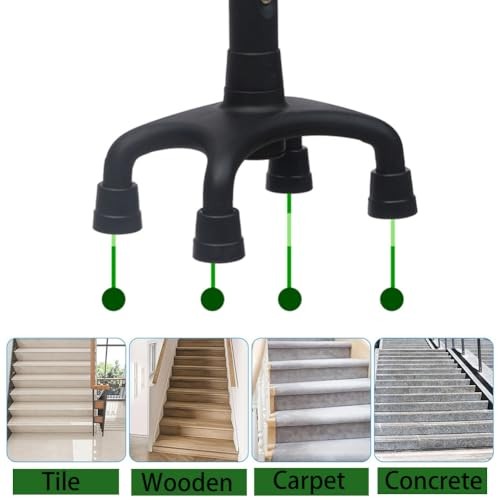 Height & Width Adjustable Stair Assist Cane -12-Level Adjustable Black
