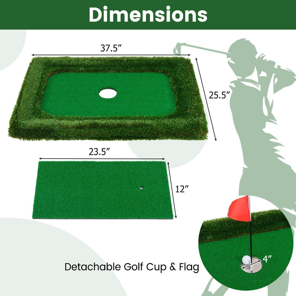 Rectangular Floating Golf Green for Pool Includes Golf Hitting Mat 6 Golf Balls
