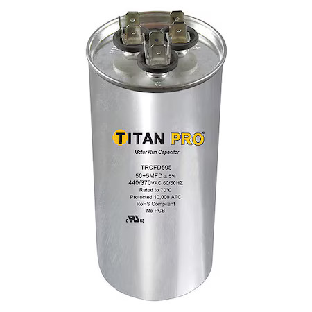 Titan Pro Trcfd505 Motor Dual Run Cap, 50/5 Mfd, 370-440V