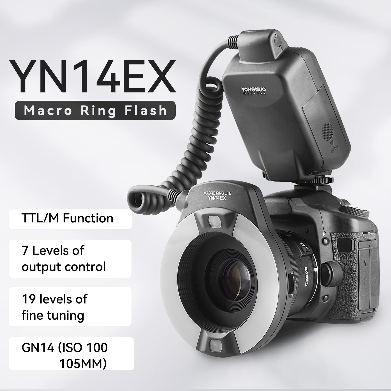 YONGNUO YN-14EX YN14EX TTL Macro Ring Flash, LED Flash Light with Adapter Rin...