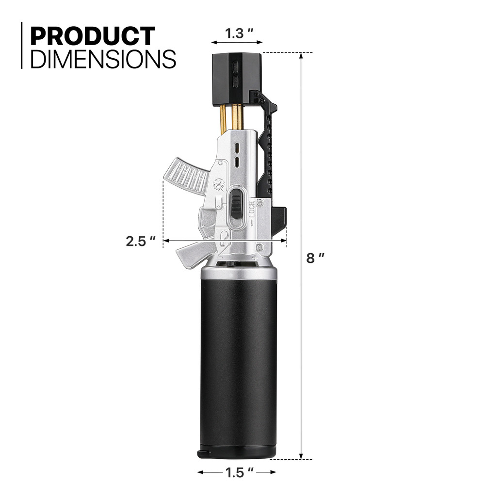 2 Pack Refillable Butane Torch Lighter Adjustable Frame Gun Lighter for Cooking