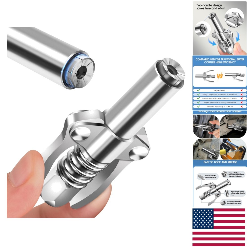 Efficient Lock N Lube Grease Coupler - Quick Lock Release, 12K PSI Durability