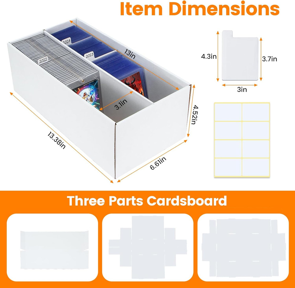 2 Pack Trading Card Storage Box - 2 Rows Divided Cardboard Case, Compatible with