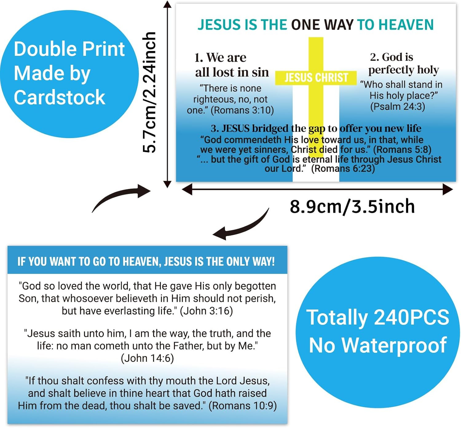 240Pcs Gospel Tracts Plan of Salvation Cards Pocket Holy Prayer Cards Bible Trac