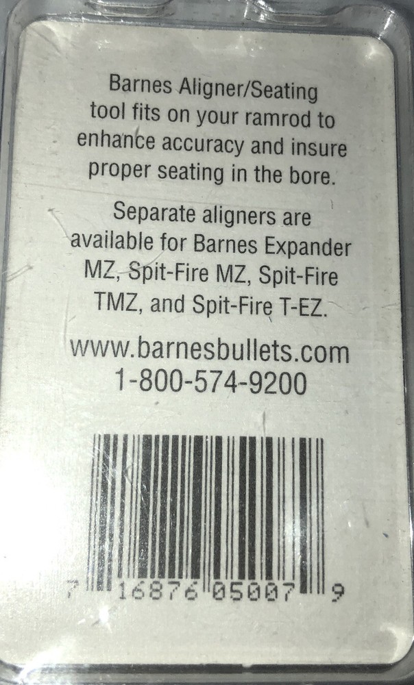 Barnes Aligner 05007 Use W .50 Caliber Barnes Spit-Fire TMZ & T-EZ Muzzle Tool