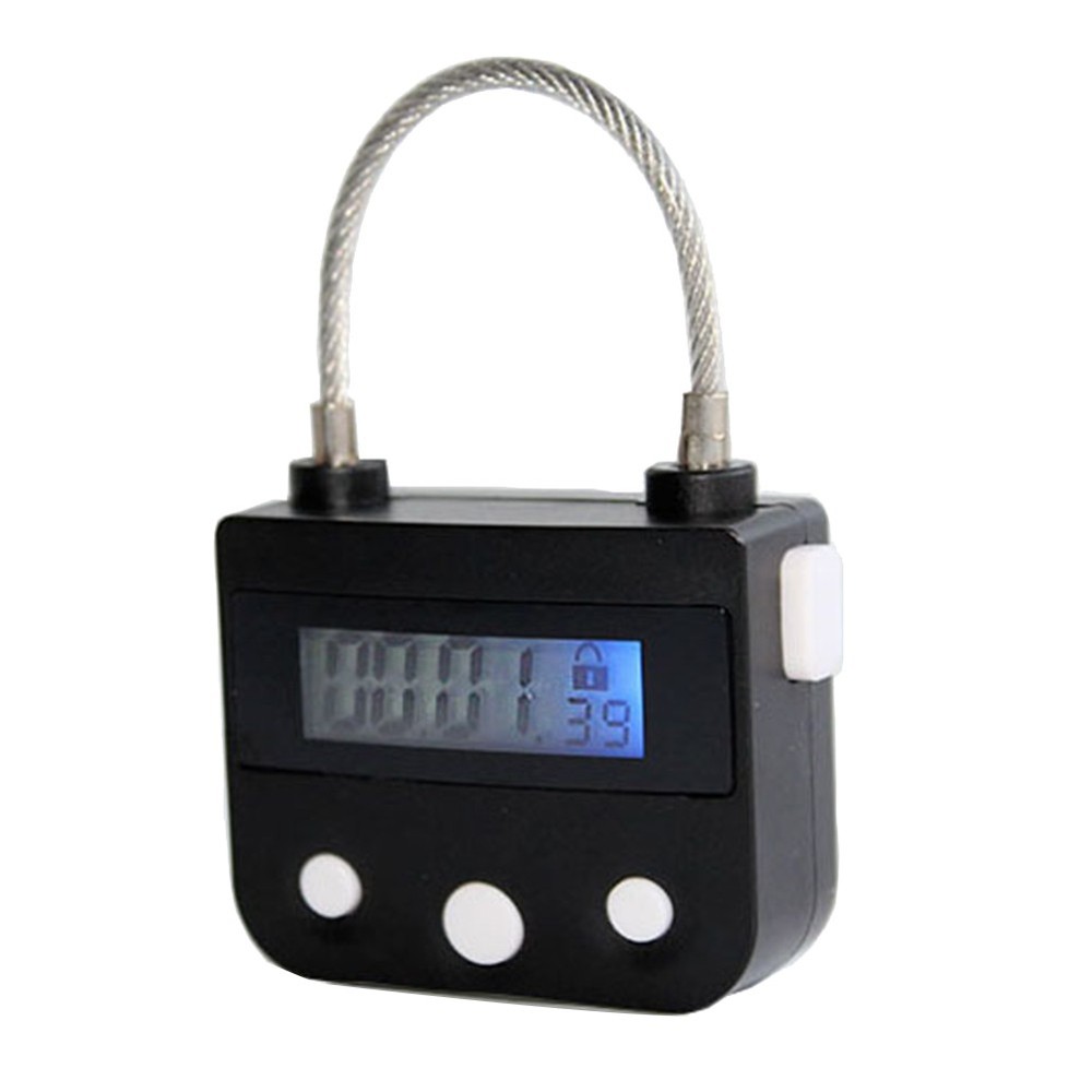 Metal Timer Lock USB LCD Display Multi-Function Timer Padlock Black K4E65243