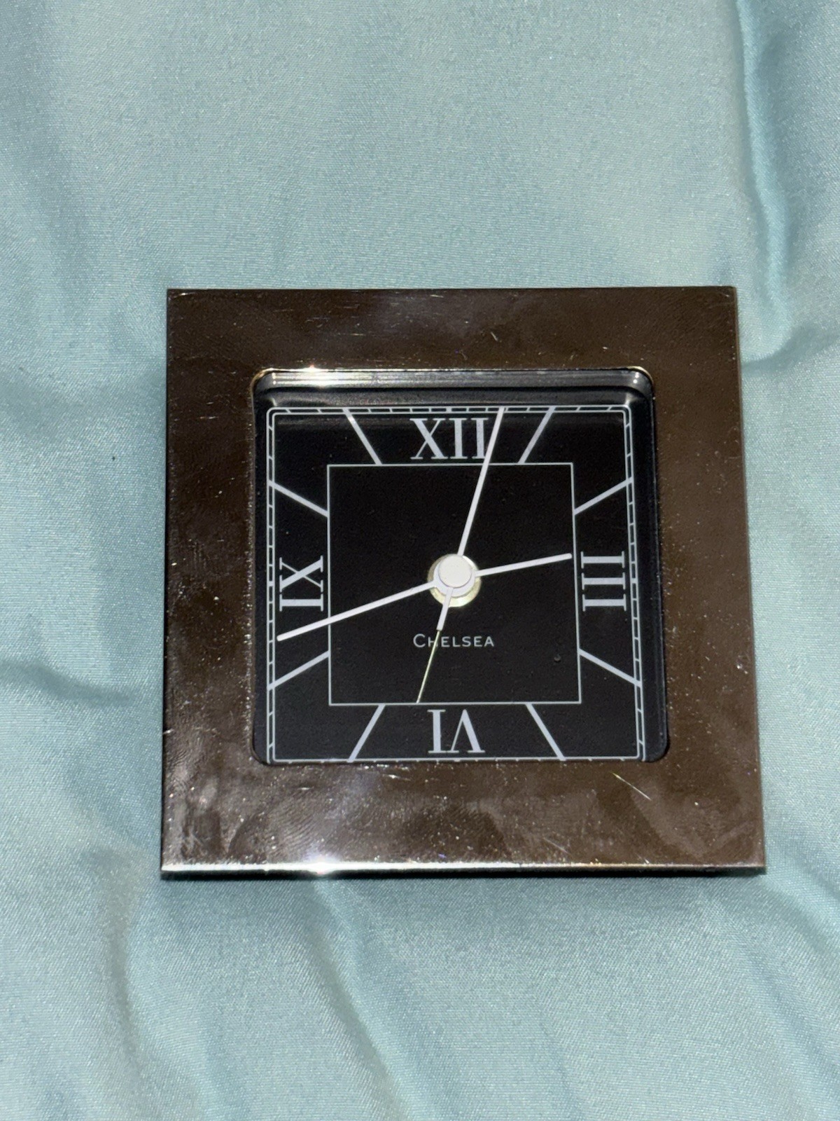 Chelsea Polished Nickle Art Deco Desk Alarm Clock German Quartz Movment 3"