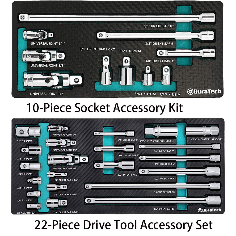 DURATECH Socket Accessory Kit/Drive Tool Accessory Set w/EVA Foam Tool Organize