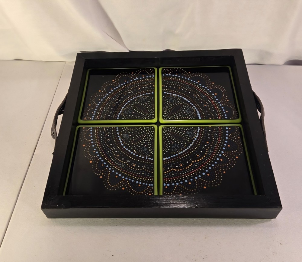 Serving Tray With Dot Mandela Desgin Coffee Table