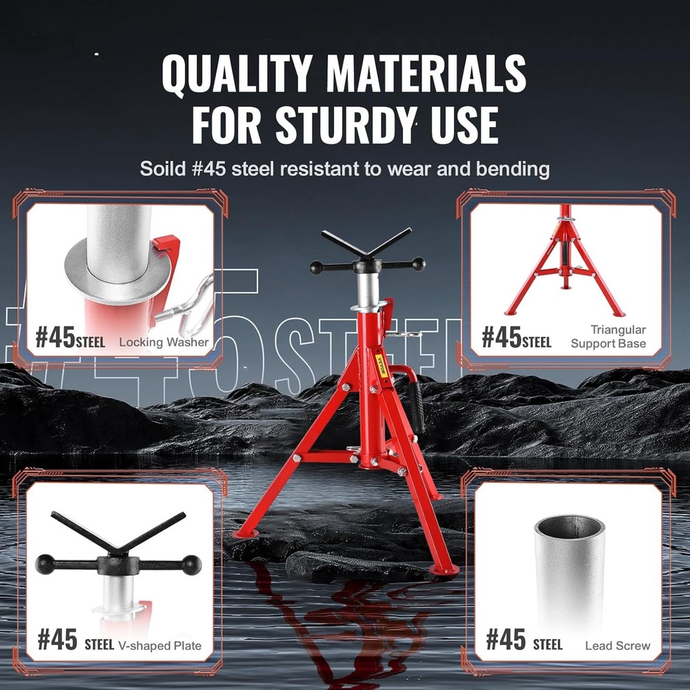 Heavy-Duty Pipe Stand Adjustable Folding Pipe Jack Stand | Sturdy Construction