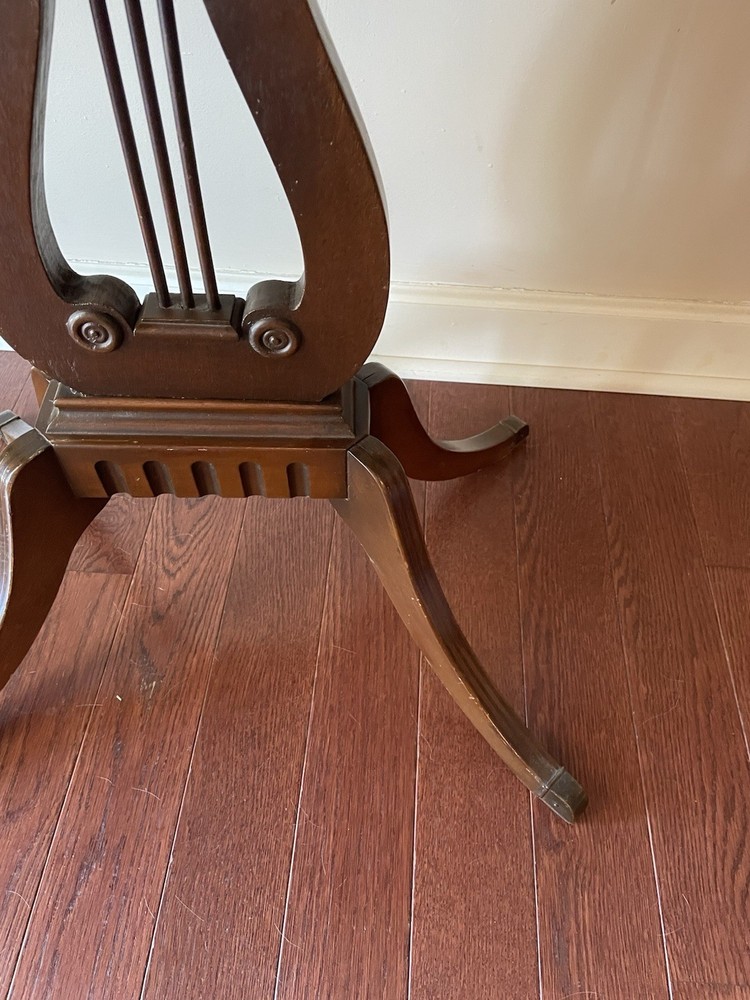 Vintage Lyre Harp Base Accent 25” High Table