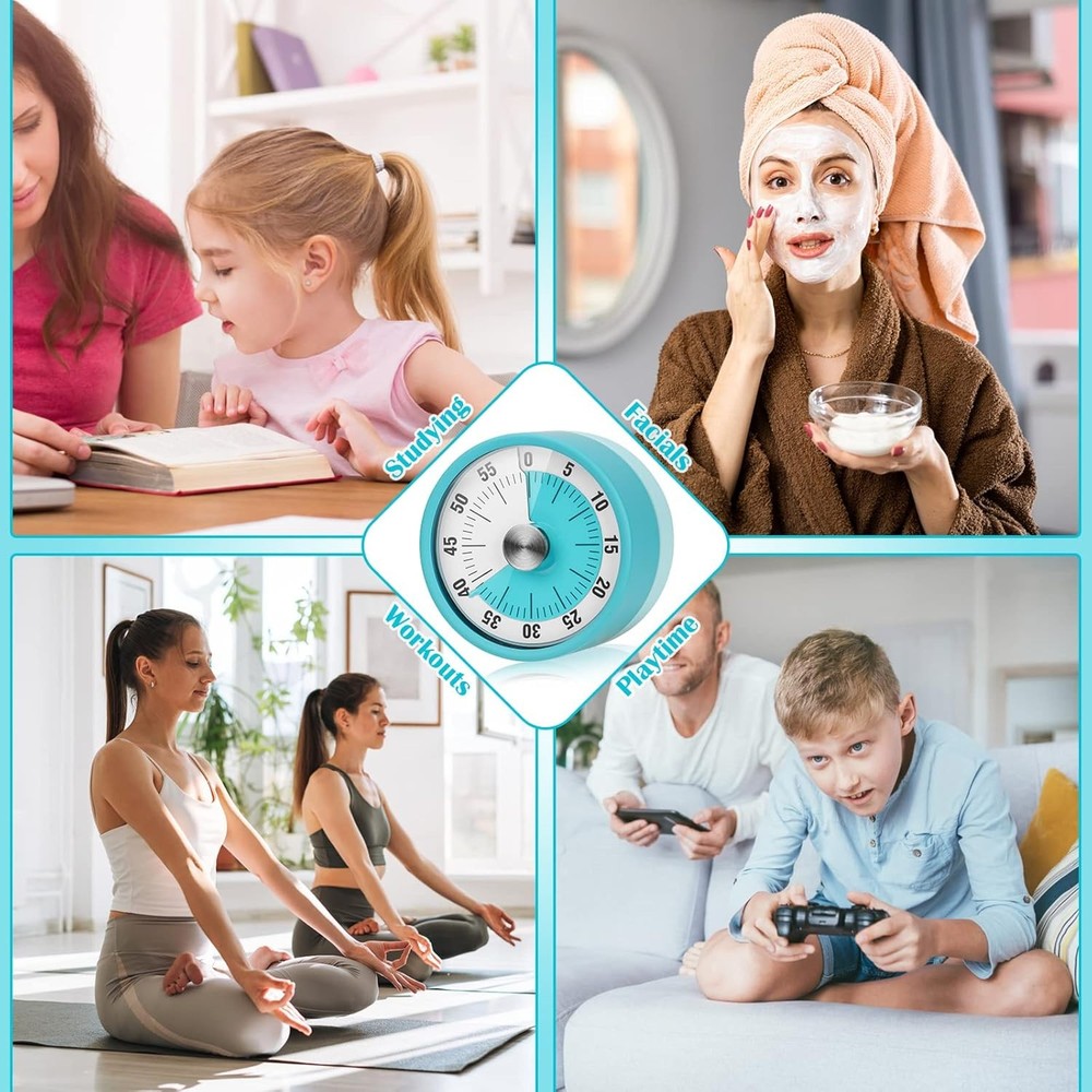 60-Minute Kitchen Timer Visual Countdown Magnetic Wind Up Loud Ring for Cooking