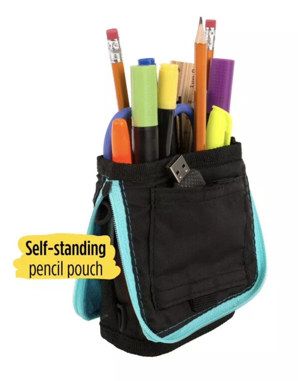 Mead Five Star Stand ‘N Store Pencil Pouch Fits 3 Ring Binder, Polyester - Teal
