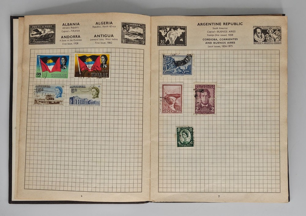 Vintage Improved Postage Stamp Album 6750 Spaces + Hundreds of World Stamps