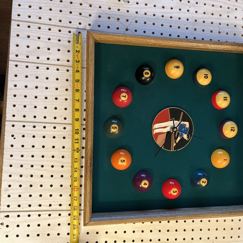 POOL TABLE Billiard Room Clock VINTAGE Works