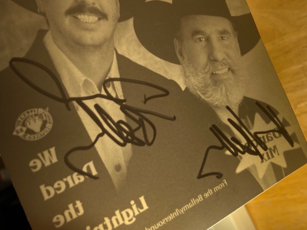 2x Hand SIGNED Bellamy Brothers CD Case Insert (1) We Dared The Lightning