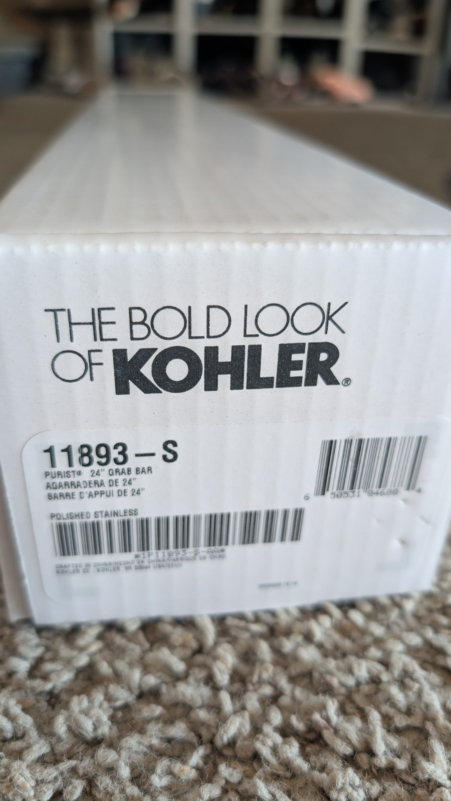 Kohler 24" Grab Bar Polished Stainless Finish Purist 11893-S New in Box Sealed