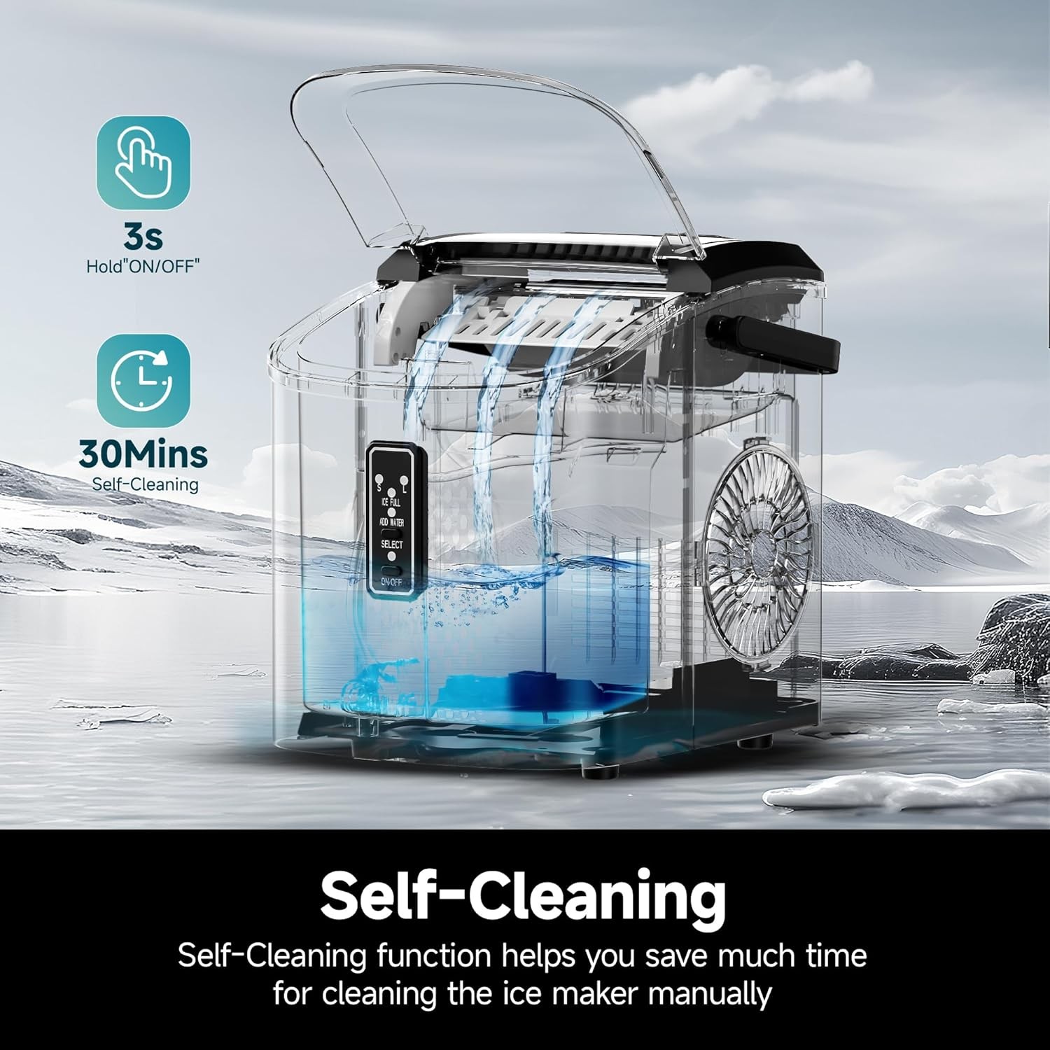 EUHOMY Ice Maker Countertop 9 Cubes Ready in 6 Mins, for Home, Kitchen, Office