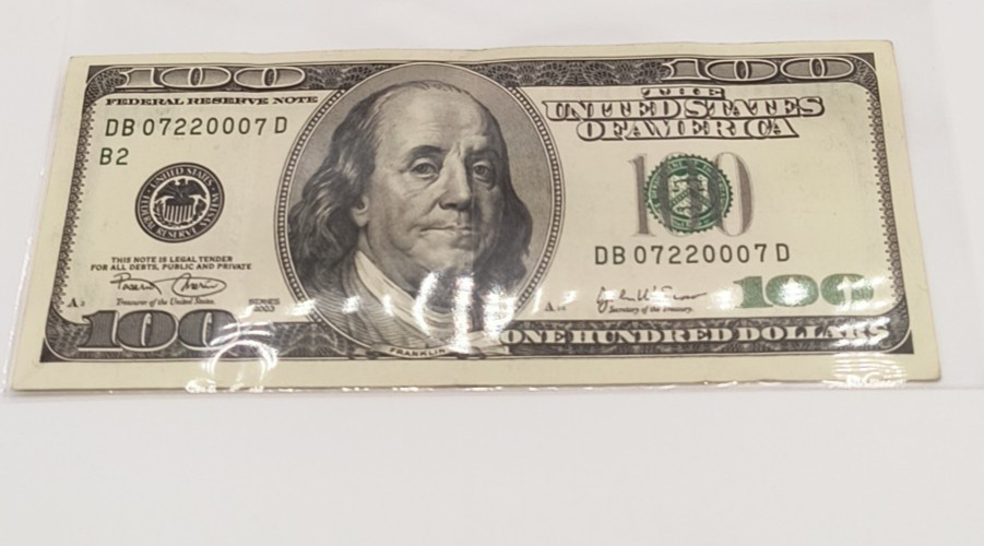$100 Bill 2003 Series, Trinary Federal Reserve Note With Errors