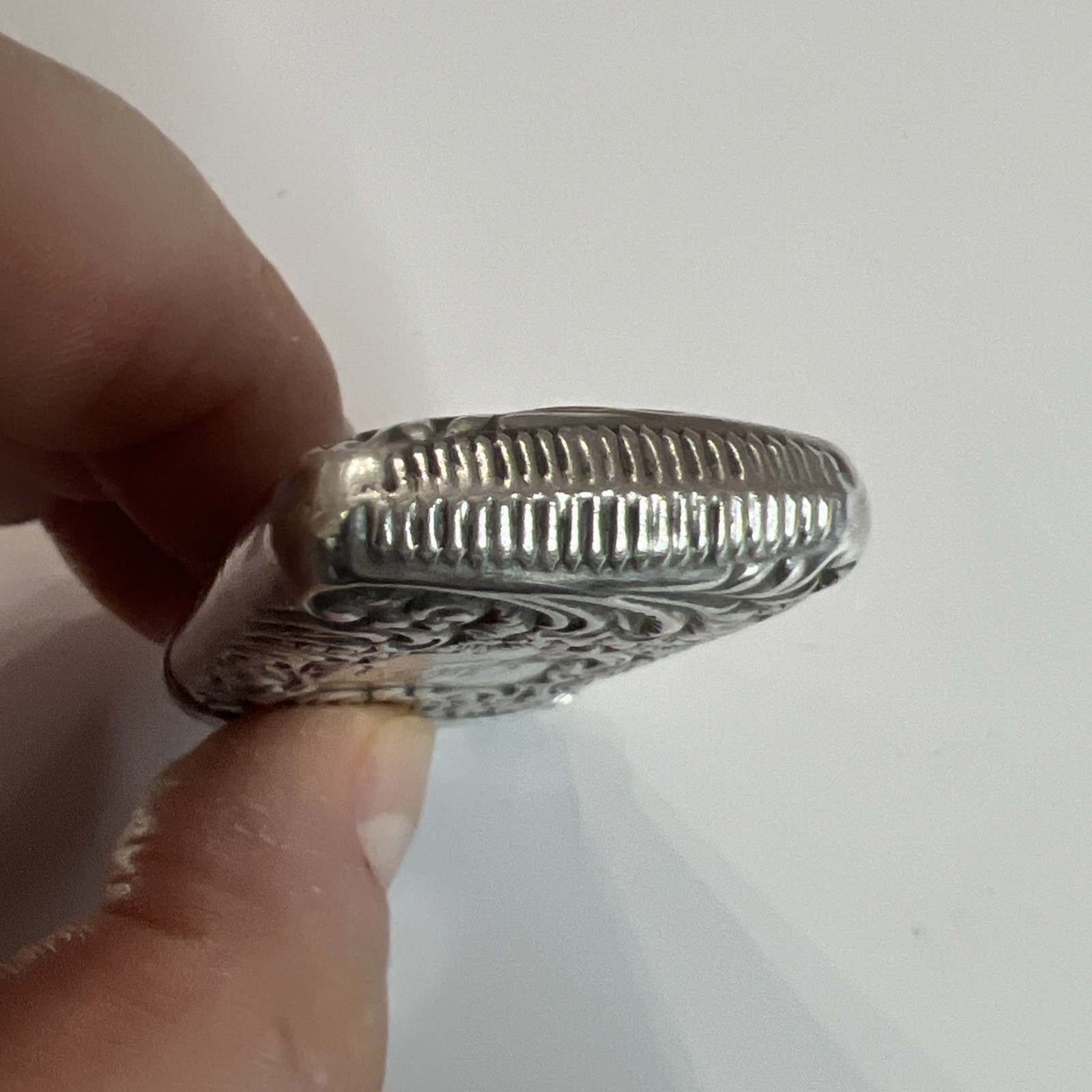 Antique Sterling Silver Ornate Floral Motif Match Safe Vesta Case HAS MONO