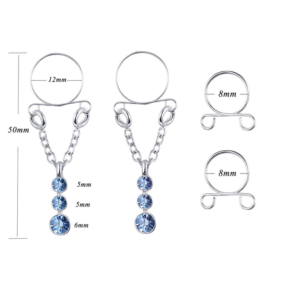 6 Pair Safety Fake Nipple Rings Women Non-Piercing Dangle screw Clip On Jewelry