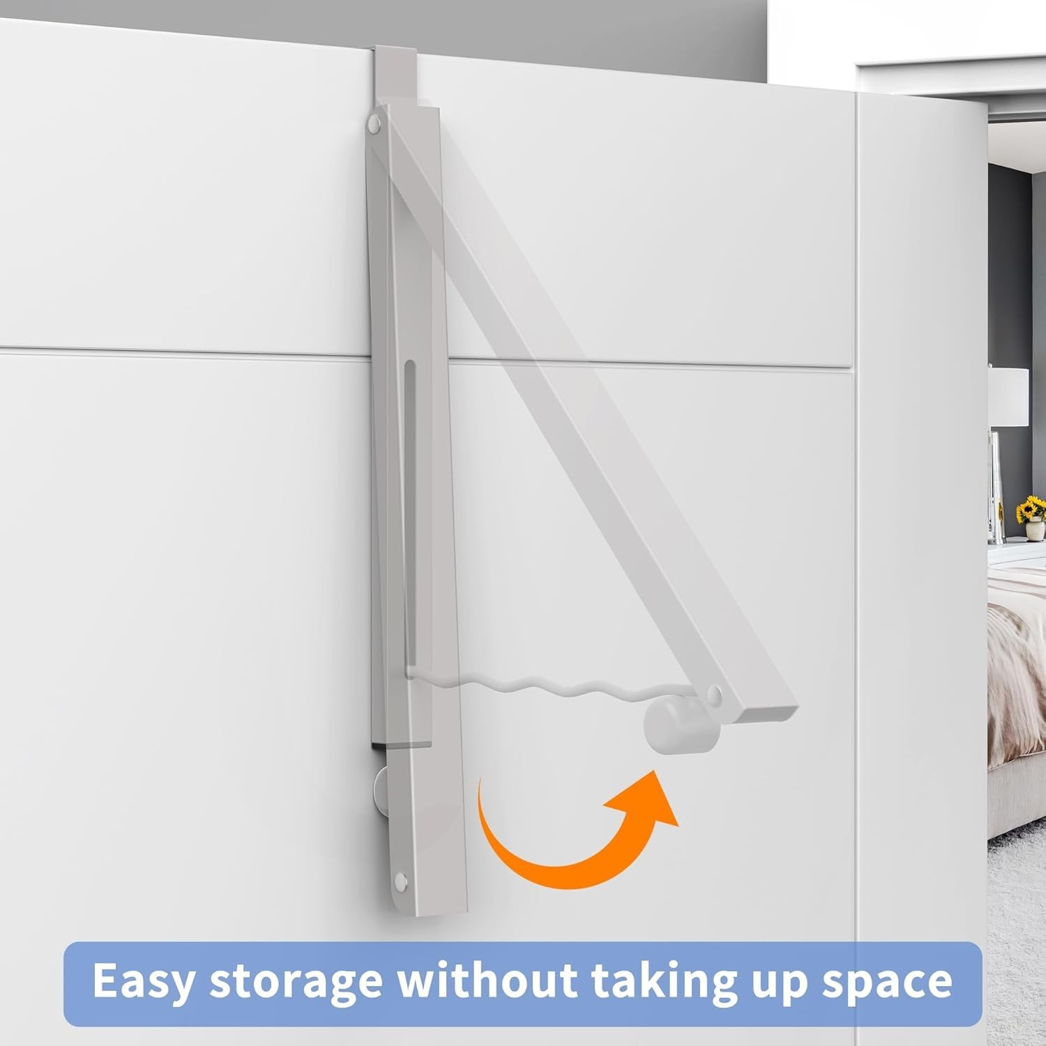 Foldable Over-The-Door Clothes Drying Rack - Space Saving in Warm Gray