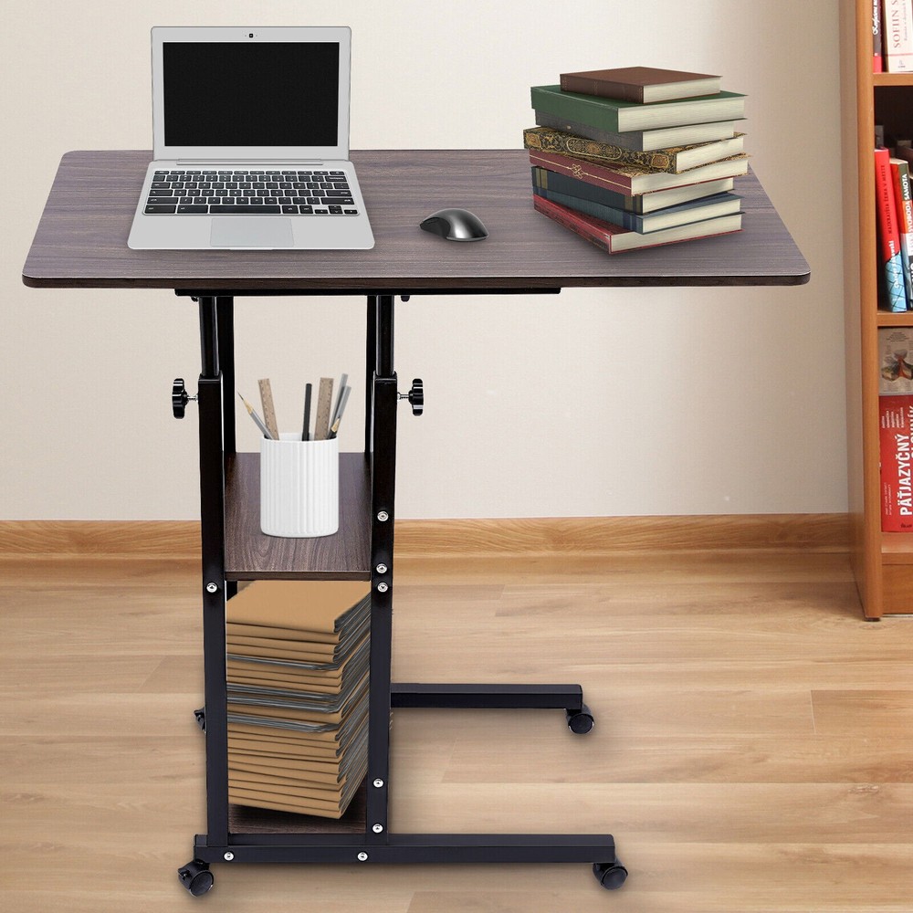 C-Shaped Side Table Adjustable, Height Adjustable C Table with Wheels