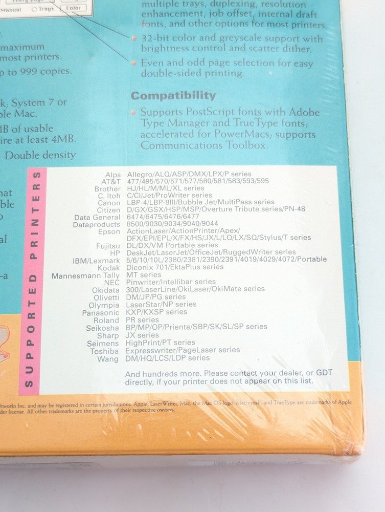 Sealed NOS Powerprint GDT Mac Printer Driver for PC Vintage Computing Software