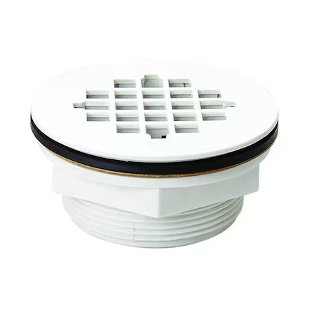 Shower Drain, Compression, Pvc, White Grid, 133-101