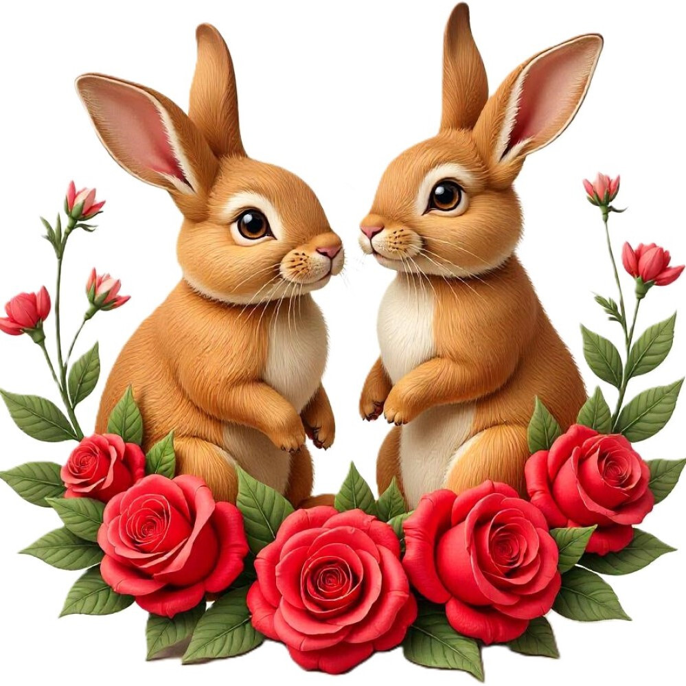 30 Custom Rabbits & Roses Personalized Address Labels