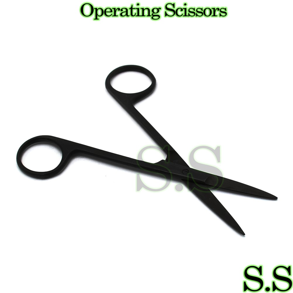 Operating Scissors Straight 4.5" Sharp-Sharp Black Coated Surgical Instruments
