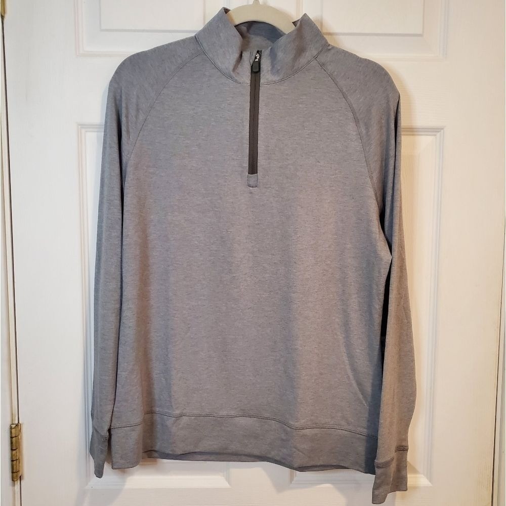 G/Fore Men's S Luxe Staple Midlayer Quarter Zip Pullover Tech Jersey Gray NWT