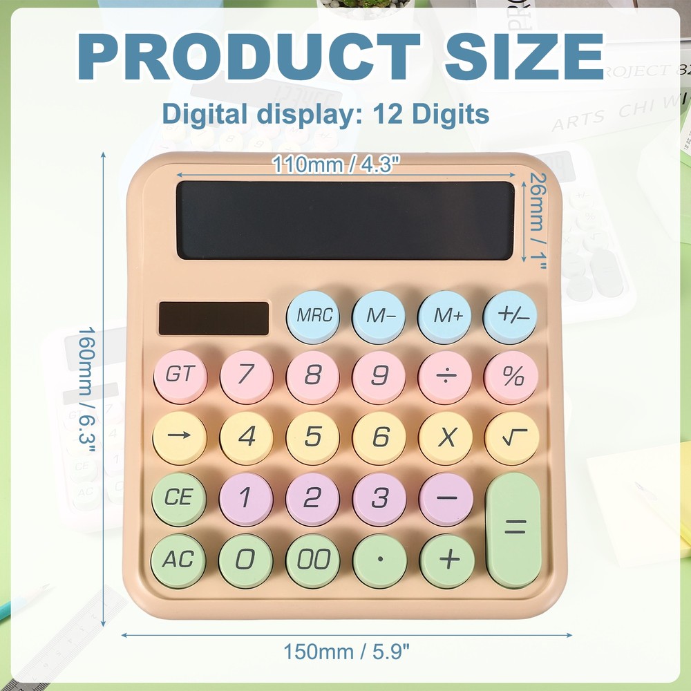 Cute Calculator Desk Calculator Basic Big Button, Colorful Beige